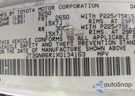 1999 Toyota 4Runner Sr5 V6 z USA, uszkodzony, nr VIN JT3GN86R1X0134163